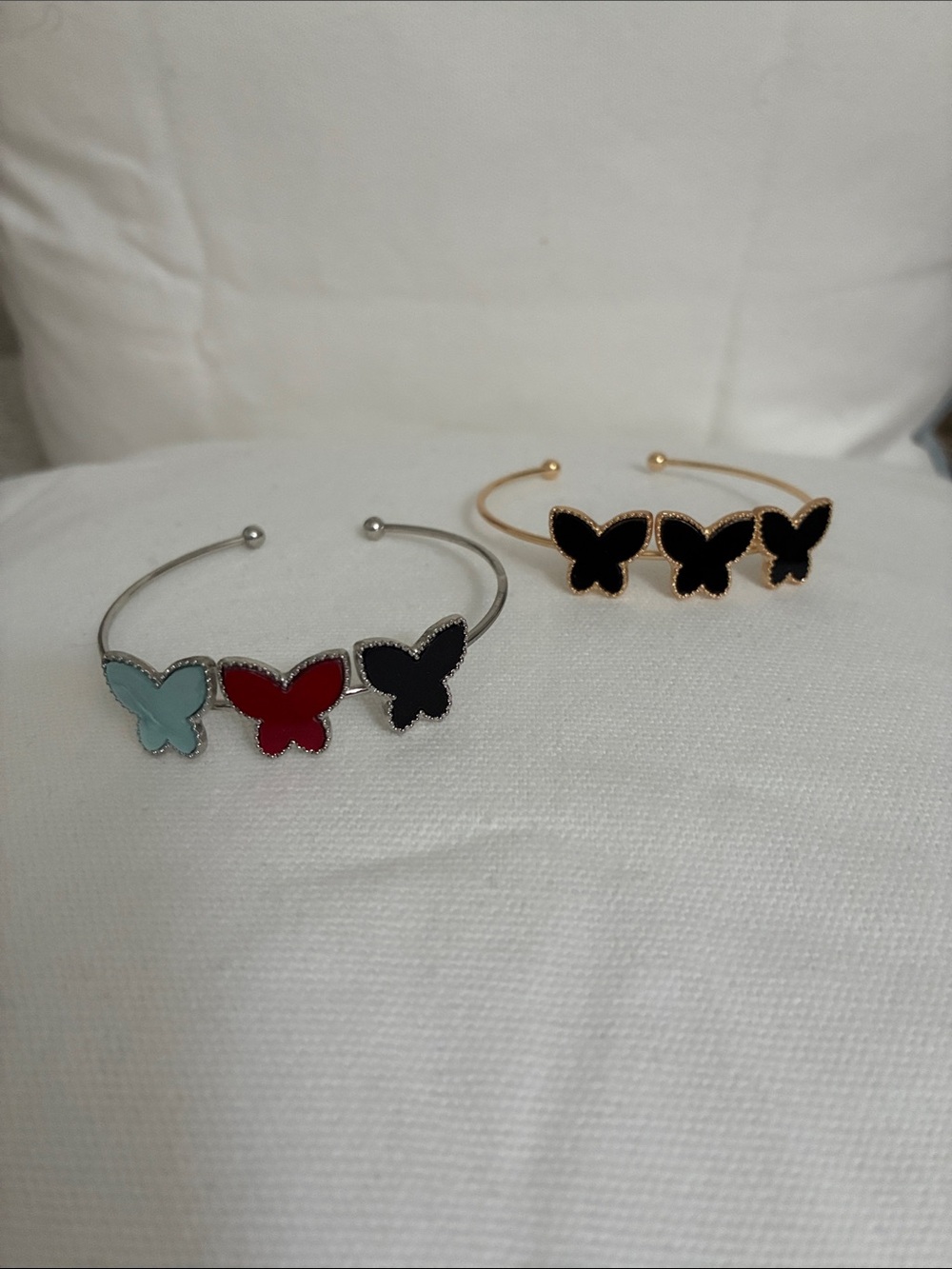 Butterfly Trio Cuff Bracelet - Black, Red, Mint